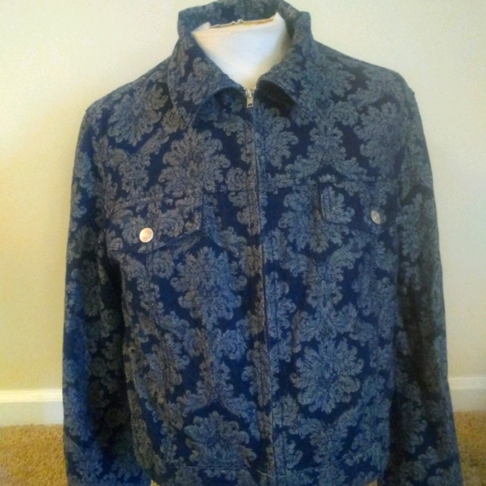 Jean Jacket flower plants with glitter